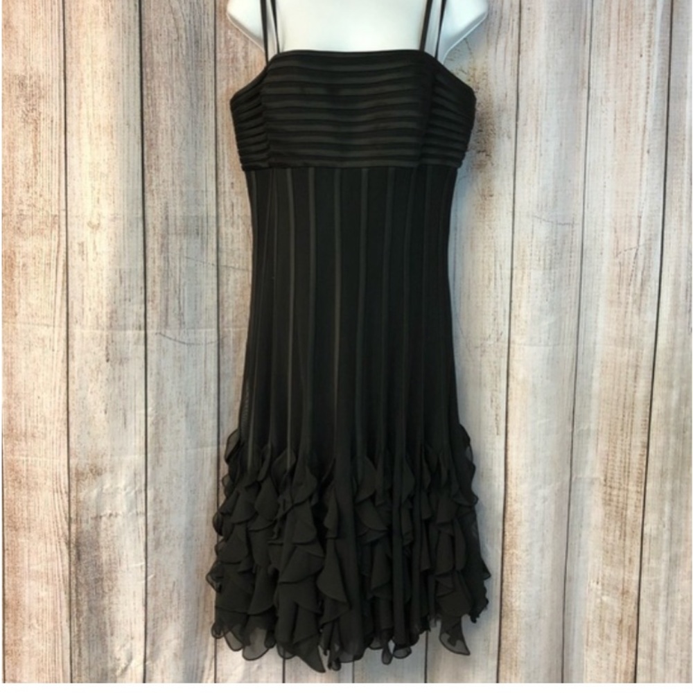 JS Collections Black Ruffled Midi Dress